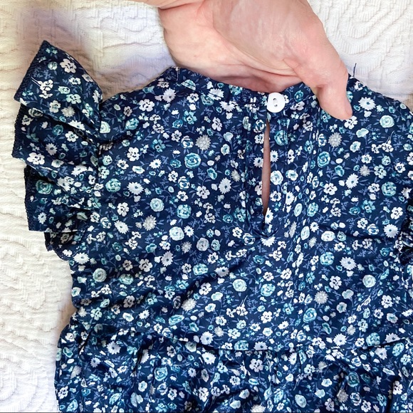 Angou Baby Blue Floral Ruffle Sleeve Romper - Picture 3 of 5